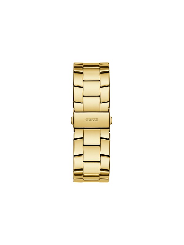 Elegantni muški sat u boji žutog zlata sa cirkonima, prečnika 48mm, vodootporan do 50m, sa kvarcnim mehanizmom i čeličnom narukvicom.