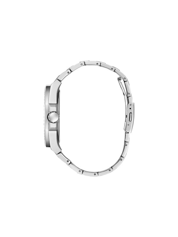 Elegantni muški sat u boji srebra sa cirkonima, prečnika 46mm, nudi kvarcni mehanizam i vodootpornost do 50m.