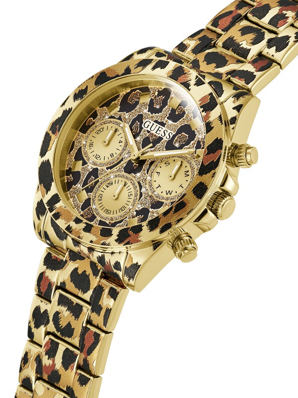 Elegantni ženski sat GUESS "Leopardess" GW0751L1 sa leopard printom i multi-funkcionalnim kvarcnim mehanizmom. Vodootporan do 50m.