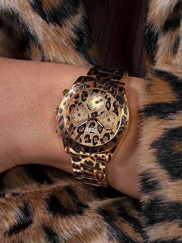 Elegantni ženski sat GUESS "Leopardess" GW0751L1 sa leopard printom i multi-funkcionalnim kvarcnim mehanizmom. Vodootporan do 50m.