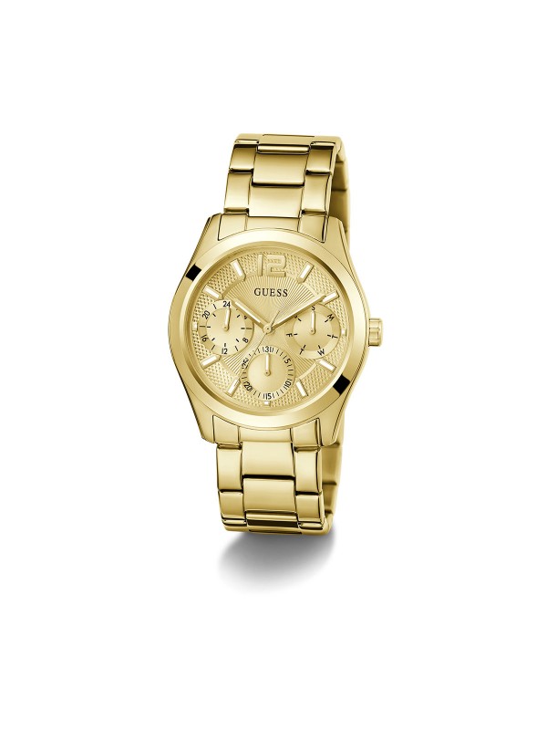 Guess ženski sat "Zoe" u žutom zlatu, prečnika 38mm, savršen za svaku priliku. Elegancija i funkcionalnost u jednom.