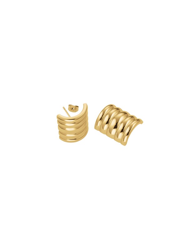 Rosefield minđuše Ribbed Earrings od nerđajućeg čelika u boji žutog zlata za elegantan i moderan izgled.