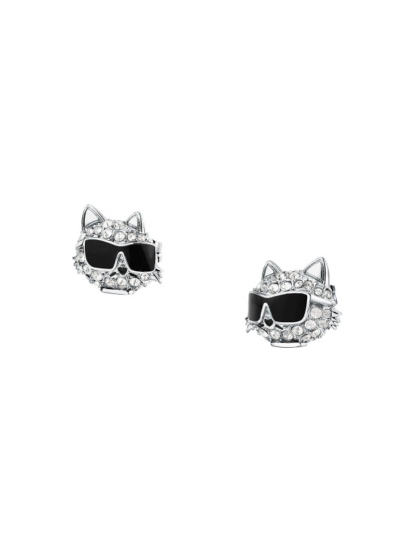 Karl Lagerfeld CHARMS minđuše KLAYD21 – prefinjene ženske minđuše od čelika u boji srebra sa motivom mačke Choupette optočene cirkonima. Veličina 13mm.