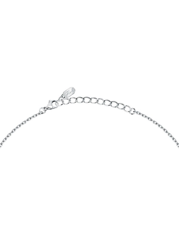 Karl Lagerfeld CHARMS ogrlica KLAYD06 – ženska ogrlica od nerđajućeg čelika u boji srebra sa priveskom u obliku Karlove glave, optočena pavé cirkonima. Dužina 40+5 cm.