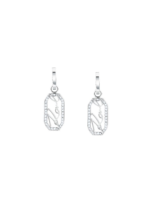 Karl Lagerfeld CRYSTALS minđuše KLAYC46 – viseće ženske minđuše od čelika u boji srebra sa pavé cirkonima i KARL logom. Dužina 3,3 cm.