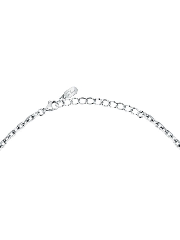 Karl Lagerfeld CRYSTALS ogrlica KLAYC14 – pravougaone karike sa i bez pavé cirkona, u boji srebra, sa upečatljivim KARL logom. Dužina 40+5 cm.