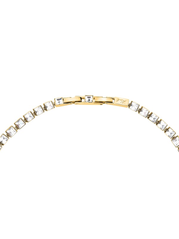 Karl Lagerfeld CRYSTALS ogrlica KLAYC04 – elegantna ženska tenis ogrlica od čelika u boji žutog zlata sa providnim i crnim kristalima. Dužina 40+2 cm.