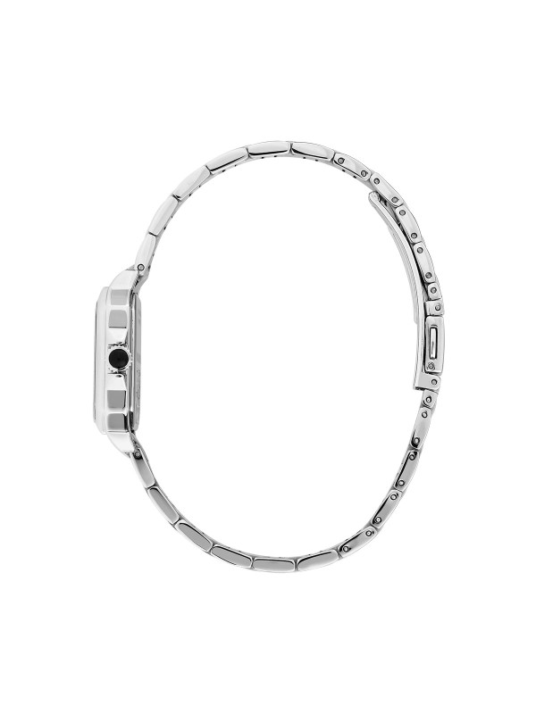 Karl Lagerfeld SQUARE CLASSICS sat R0553102507 – elegantan ženski sat sa kvadratnim kućištem (24 × 33 mm) od nerđajućeg čelika u boji srebra i crnim sunray brojčanikom. Vodootpornost do 30 m.