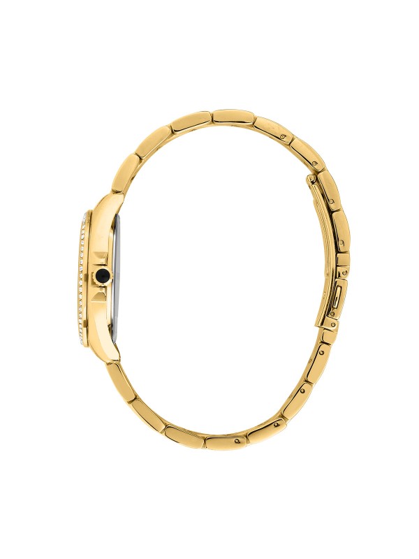 Karl Lagerfeld ROUND ESSENTIALS sat R0553101505 – elegantan ženski sat od nerđajućeg čelika u boji žutog zlata sa cirkonima na kućištu i belim sunray brojčanikom sa cirkon markerima sati. Multifunkcijski mehanizam sa datumom, vodootpornost do 50 m.