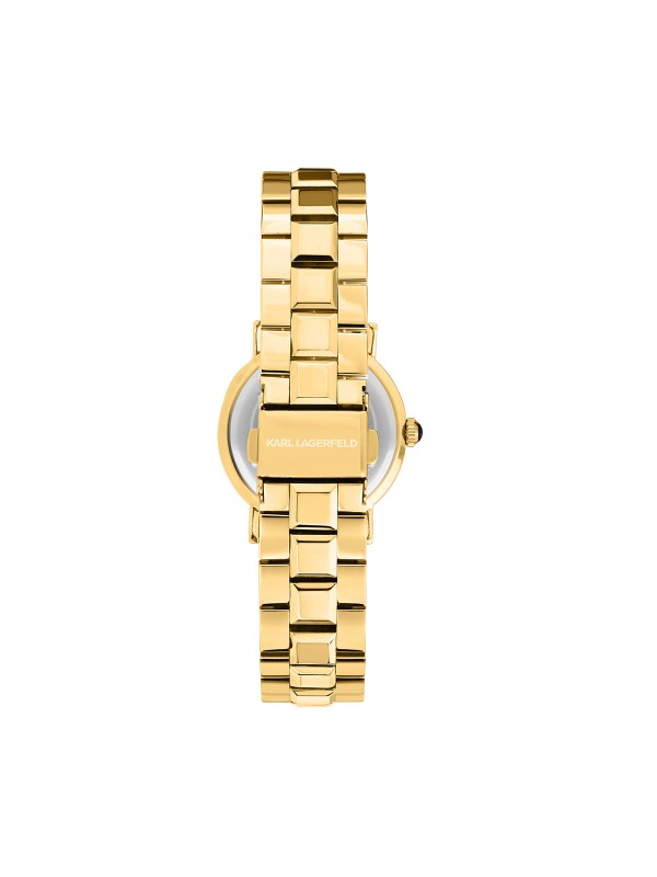 Karl Lagerfeld CRYSTALS sat R0553100508 – elegantan ženski sat od nerđajućeg čelika u boji žutog zlata sa crnim brojčanikom i cirkonima. Vodootpornost do 50 m.