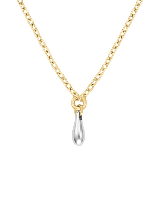 Rosefield DUOTONE JNDDD-J1220 ženska ogrlica u zlatno-srebrnoj kombinaciji sa kapljica priveskom. Elegantna, moderna i podesive dužine 48–52 cm.