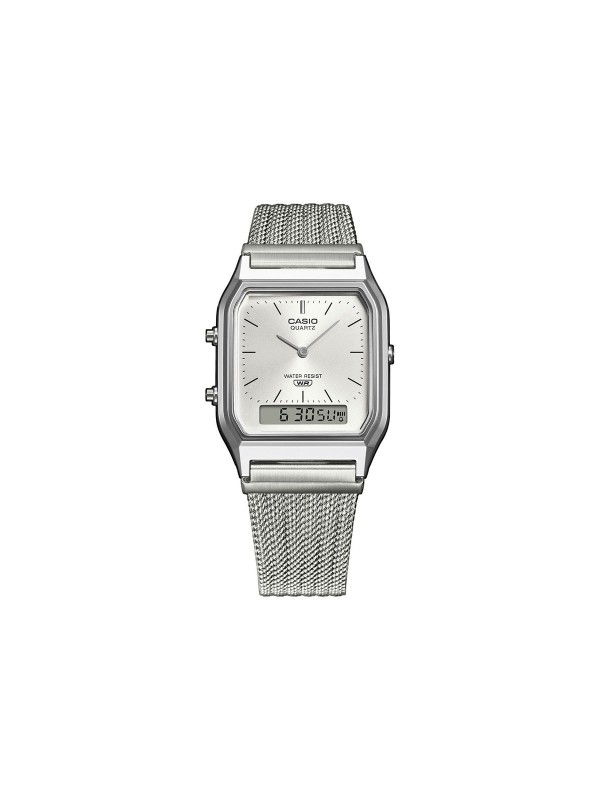CASIO Vintage AQ-230EM-7AEF unisex sat sa mesh narukvicom i srebrnim brojčanikom, elegantan, lagan i praktičan za svaki dan.