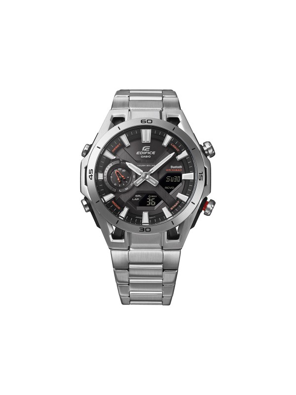 Casio muški sat iz Sospensione serije sa crnim brojčanikom, solarnom baterijom, Bluetooth povezivanjem i sportskim dizajnom. Moderan, izdržljiv i funkcionalan izbor za svaki dan.