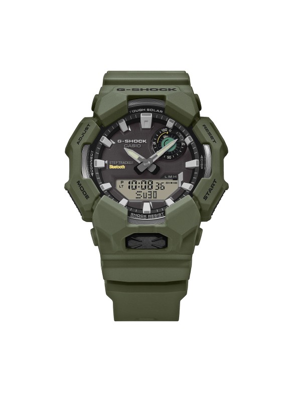 G-SHOCK GA-B010-3AER solarni sportski sat u maslinasto zelenoj boji, sa brojačem koraka, Bluetooth funkcijama i snažnim LED osvetljenjem. Moderan, lagan i izdržljiv.