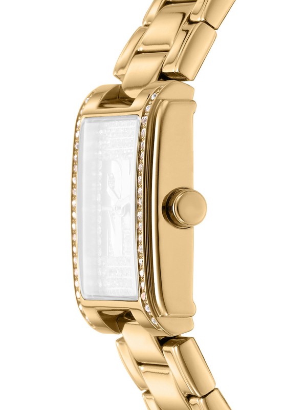 DKNY DK1L140M0025 elegantni ženski sat pravougaonog oblika u boji žutog zlata, sa cirkonima, DKNY logotipom i kvarcnim mehanizmom. Savršen izbor za elegantan stil.