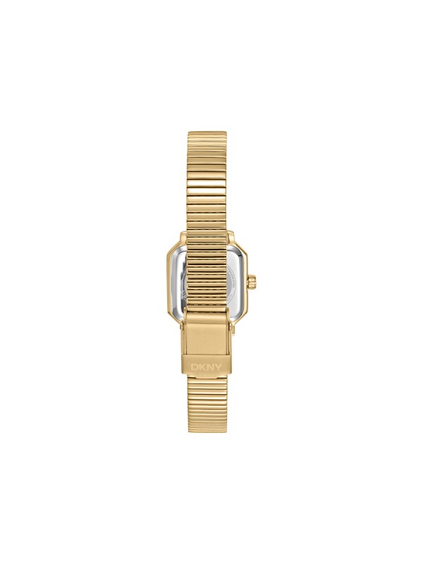 DKNY DK1L123M0045 trend ženski sat kockastog oblika u boji žutog zlata, sa zelenim brojčanikom, cirkonom na 6h i čeličnom narukvicom.
