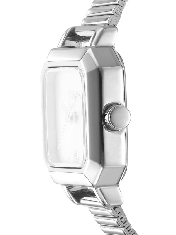 DKNY DK1L123M0015 trend ženski sat kockastog oblika u boji srebra, sa diskretnim cirkonom na brojčaniku i čeličnom narukvicom.