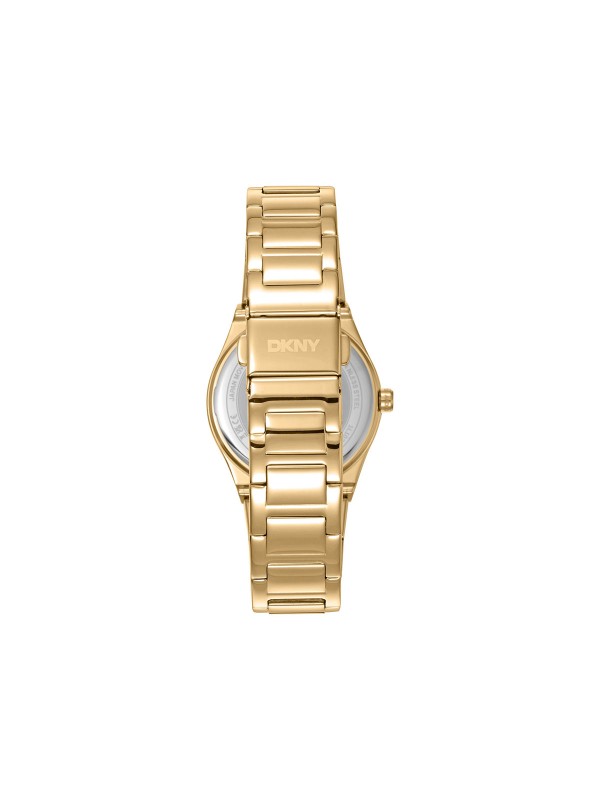 DKNY DK1L102M0035 trend ženski sat u kombinaciji boje srebra i žutog zlata sa zelenim brojčanikom i DKNY logotipom. Čelična narukvica i vodootpornost do 50m.