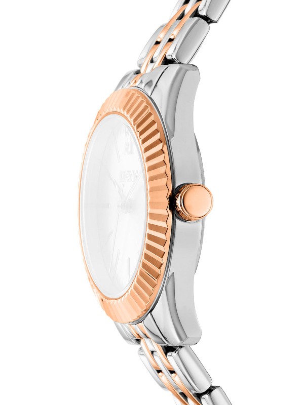 DKNY DK1L017M1105 ženski sat od nerđajućeg čelika u kombinaciji srebra i roze zlata, srebrni brojčanik i elegantan dizajn za svaki dan.