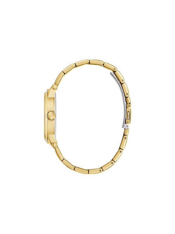 Guess Annette GW0861L6 ženski elegantni sat u boji žutog zlata sa teget sunray brojčanikom, 4G logom i cirkonima. Sofisticiran izbor za moderan stil.