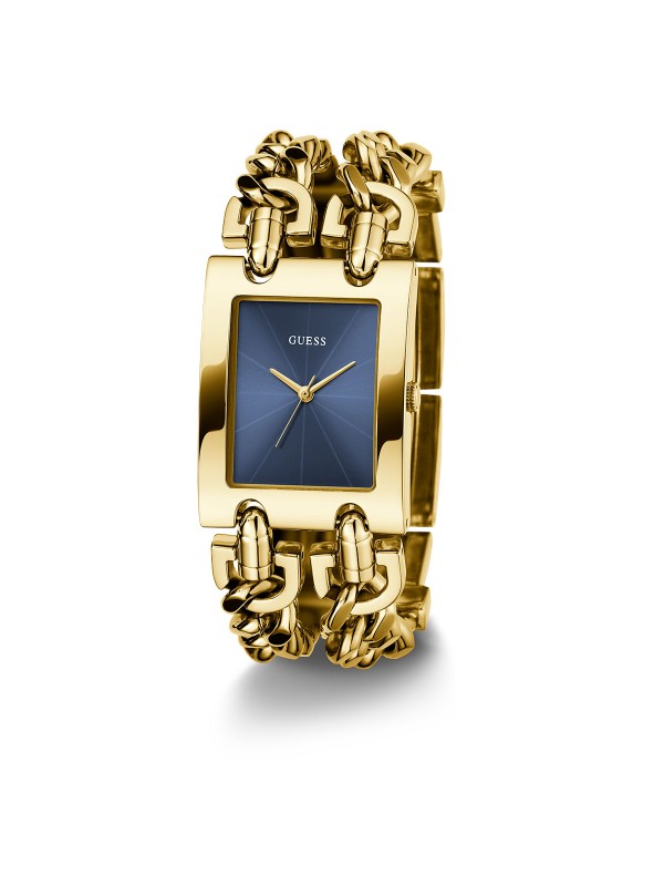 Guess Mod Heavy Metal GW0740L3 ženski elegantni sat u boji žutog zlata sa teget sunray brojčanikom. Moderan dizajn i izražen stil za svaki dan.