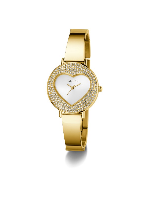 Guess Heartly GW0991L2 ženski trend sat u boji žutog zlata sa motivom srca i cirkonima. Elegantno-romantičan detalj za svaki dan.