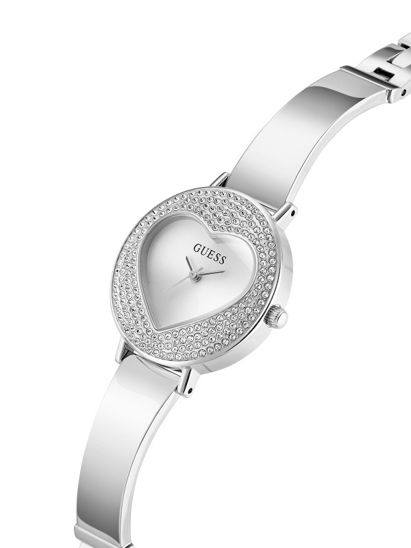 Guess Heartly GW0991L1 ženski trend sat u boji srebra sa motivom srca i cirkonima. Elegantno-romantičan dizajn za svakodnevno nošenje.