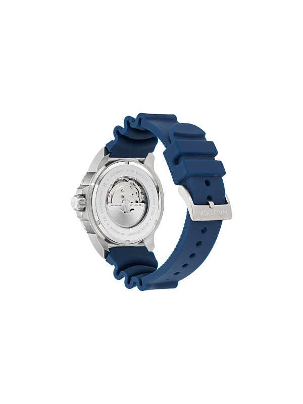 Nautica NCT Sea Dive muški automatik sat u box set pakovanju sa čeličnim kućištem, teget brojčanikom i dve silikonske narukvice za različite stilove.