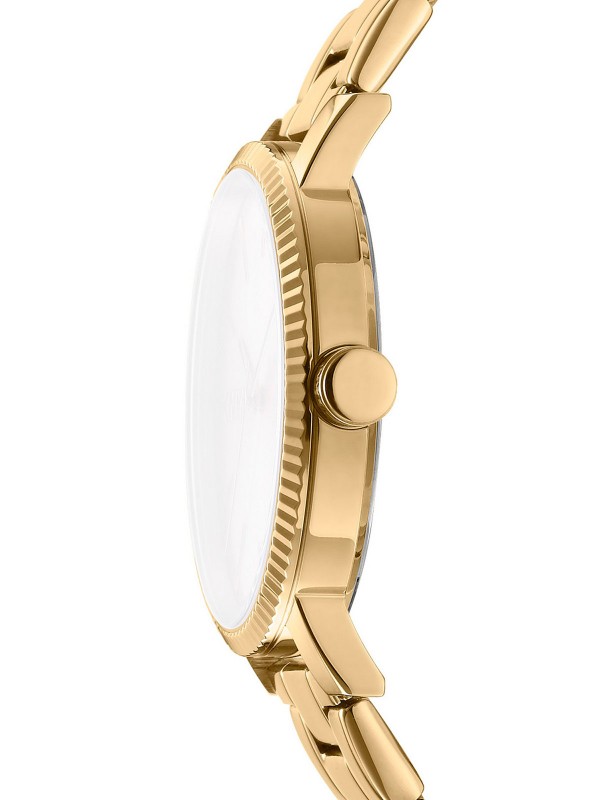Elegantni DKNY ženski sat sa tirkiznim brojčanikom i čeličnom narukvicom u boji žutog zlata. Vodootporan do 50m, prečnik 40mm.