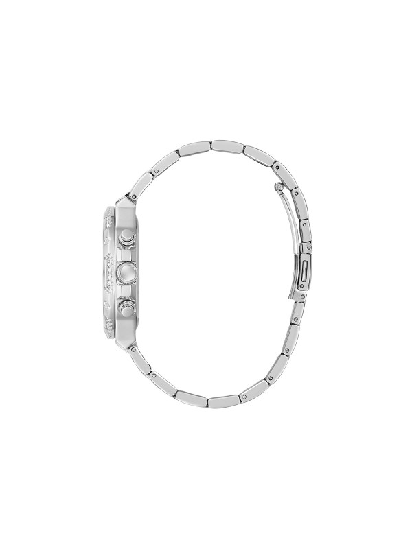 GUESS HARLOW ženski multi-function sat u boji srebra sa sjajnim ombre brojčanikom ukrašenim cirkonima od roze do bele nijanse. Kućište 38 mm sa cirkonima na koroni, vodootpornost 50 m.