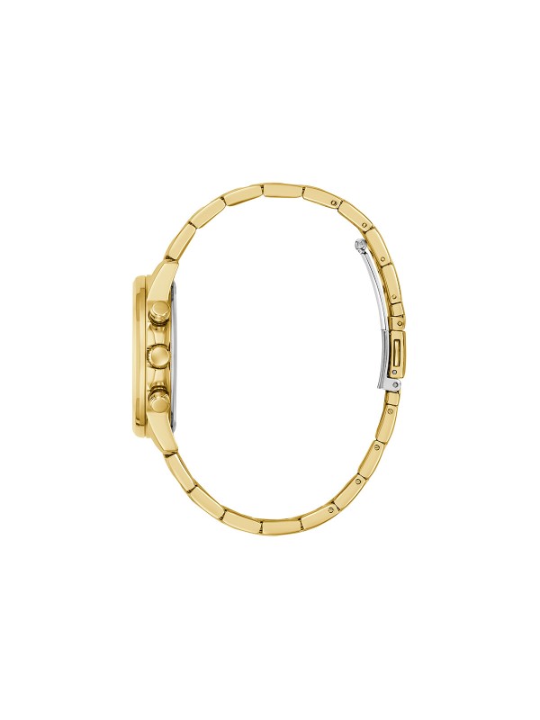 GUESS BAILEY ženski multi-function sat u boji žutog zlata sa zelenim sunray brojčanikom. Kućište 36 mm, elegantna narukvica sa tri linka, vodootpornost 30 m.