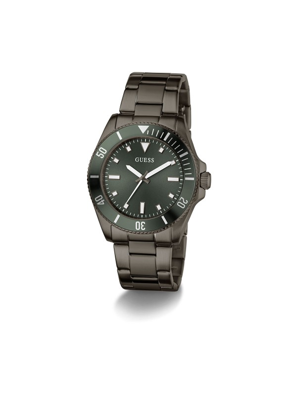 GUESS CLIFF muški sportski sat u crnoj boji sa zelenim sunray brojčanikom i aluminijumskom koronom. Kućište 41 mm, mineralno staklo, vodootpornost 50 m.
