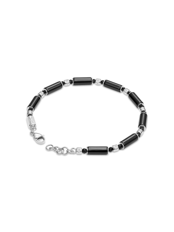 POLICE PEAGB0037301 SILO muška narukvica – nerđajući čelik u boji srebra, crne perle za moderan i elegantan stil. Podesiva dužina 18,5+2,5 cm.