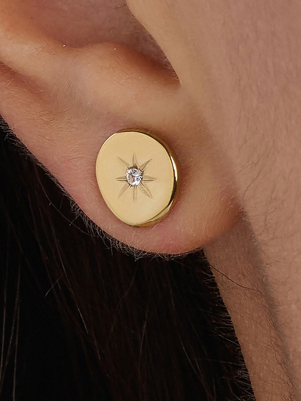 Brosway BNL108 ženske minđuše od nerđajućeg čelika u boji žutog zlata, u obliku kruga sa cirkonom. Prečnik 9mm. Elegantne i diskretne za sve prilike.