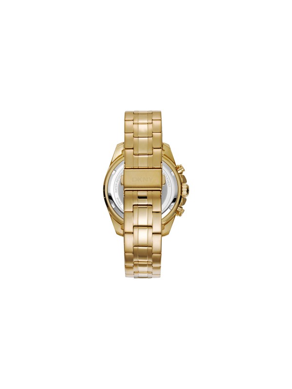 DKNY muški sat hronograf, 42mm, žuto zlato, crni brojčanik, čelična narukvica. Elegancija i preciznost u svakom detalju.