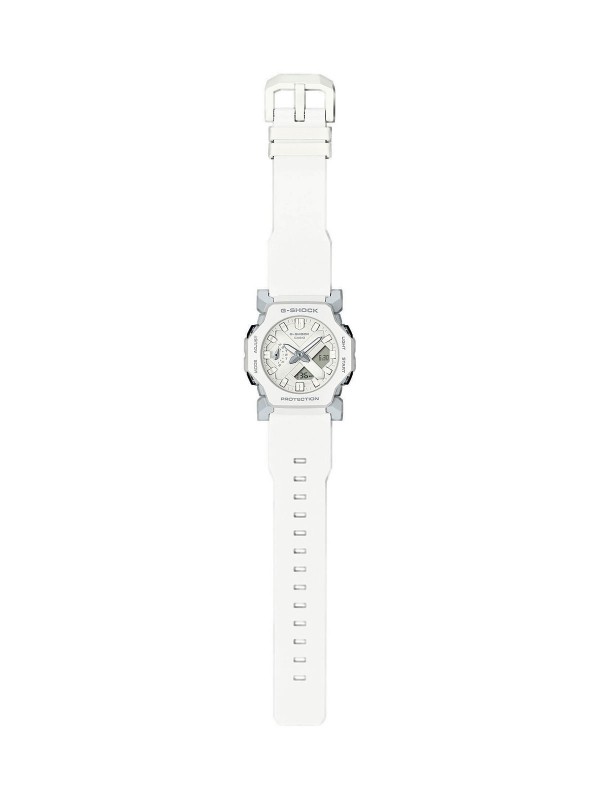 Kompaktan muški sat u beloj boji, minimalistički dizajn, prečnik 45,4 mm, tanak 11,6 mm.