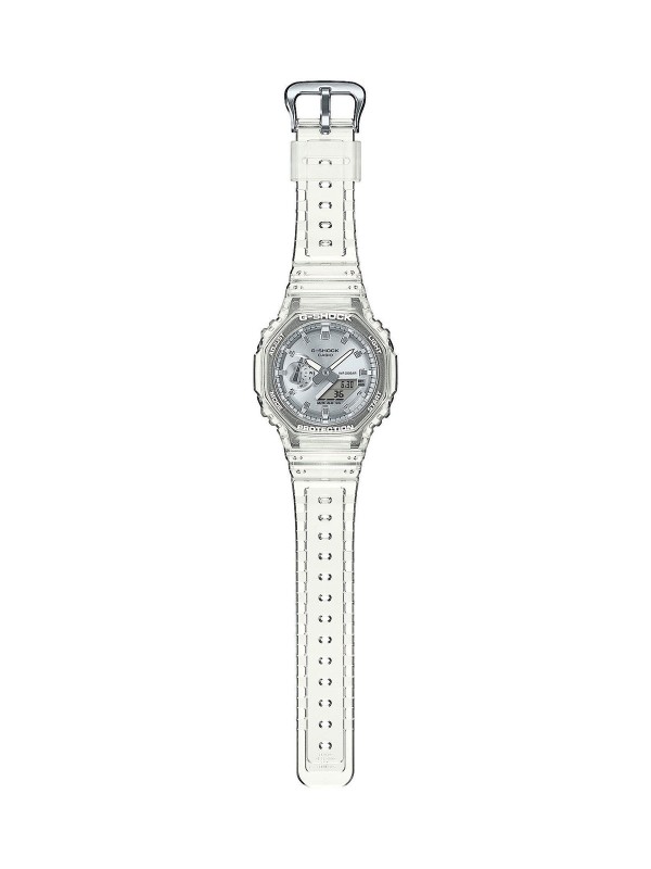 GA-2100BM-7A8ER G-SHOCK sat: transparentno kućište, srebrni brojčanik, oktagonalni dizajn, neon osvetljenje i vodootpornost 200m. Urban i robustan!