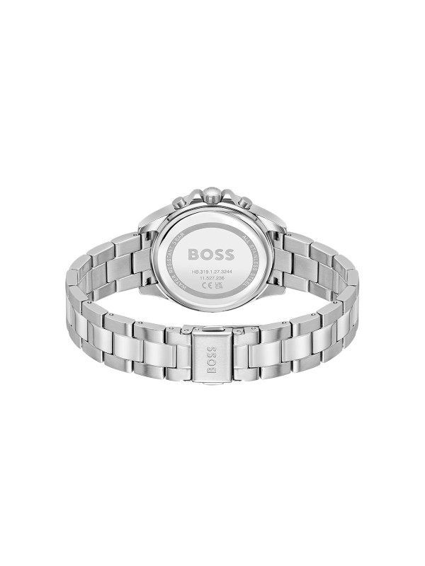 BOSS ALLEY 1502825 – ženski sportsko elegantni sat koji kombinuje ženstvenost i funkcionalnost. Kućište i narukvica od nerđajućeg čelika u boji srebra, svetlo roze brojčanik sa multifunction kvarcnim mehanizmom. Mineralno staklo, vodootpornost do 50m i prečnik od 36mm čine ovaj sat savršenim spojem stila i svakodnevne praktičnosti.