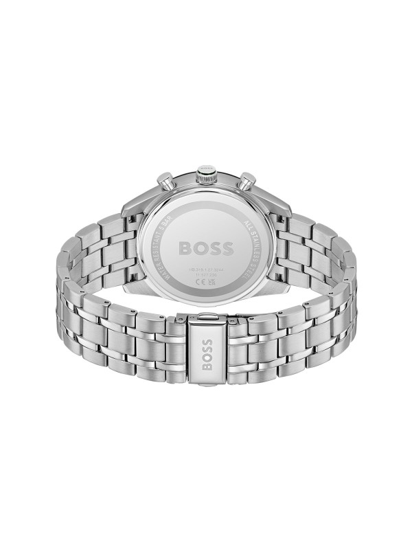 BOSS TOURMASTER 1514287 – muški dual time sat sa zelenim “panda” brojčanikom i tahimetrom. Kućište od nerđajućeg čelika u boji srebra, narukvica u dve boje srebro/žuto zlato i kupolasto staklo. Spoj retro inspiracije i moderne sofisticiranosti.