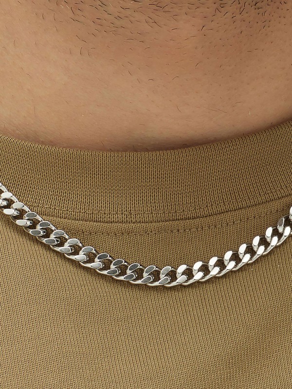 Dominantan stil muške ogrilice - BROSWAY BULLET ✔️ Dužina 46,5cm ✔️ Nerđajući čelik ✔️ Boja srebra sa pločicom od crnog emajla ✔️ - Poručite online!