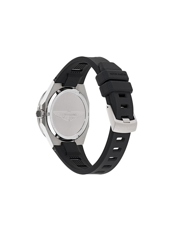 Aston Martin MTRI1F502 – muški multifunction sat sa kućištem od recikliranog nerđajućeg čelika u boji srebra i crnim brojčanikom. Detalji boje limete i crna silikonska narukvica naglašavaju sportski duh. Osvetljene kazaljke, mineralno staklo sa safirnom prevlakom i vodootpornost do 100m odražavaju spoj performansi i elegancije Aston Martin brenda.