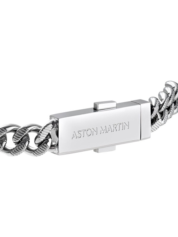 Aston Martin MJIUF5BL2 – muška narukvica od nerđajućeg čelika 316L u boji srebra, sa karikama i pločicom na kojoj je ugraviran logotip ASTON MARTIN. Simbol elegancije, luksuza i britanskog nasleđa. Dužina: 20 cm (veličina L).