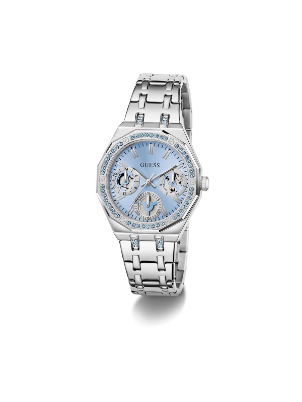 GUESS GW1009L1 – elegantan ženski elegantni sat iz kolekcije Fall 2025. Kućište i narukvica izrađeni su od visokokvalitetnog nerđajućeg čelika, sa kvarcni mehanizmom. U Boji Srebra i prepoznatljiv Guess dizajn čine ovaj model savršenim dodatkom svakoj odevnoj kombinaciji.