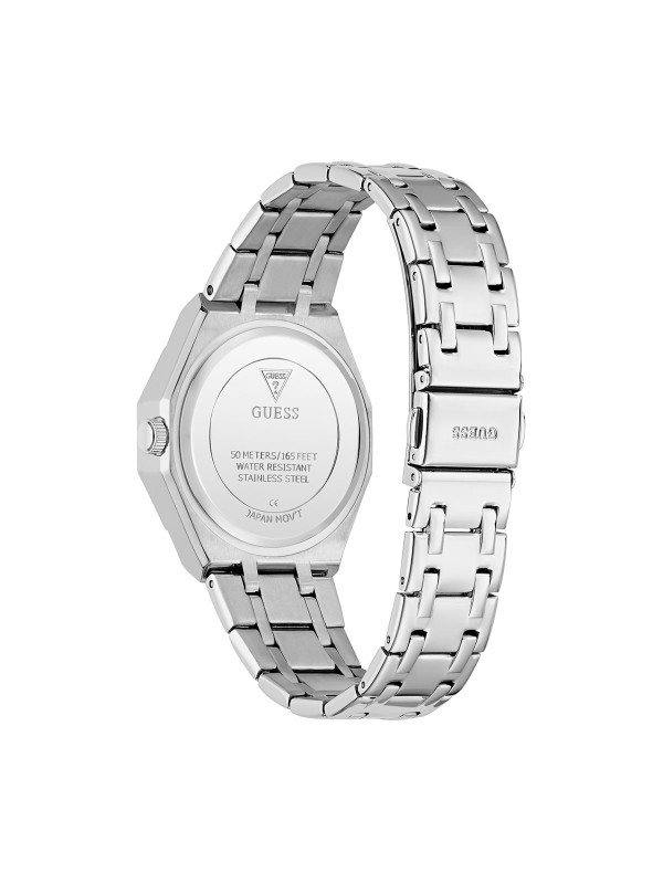 GUESS GW1009L1 – elegantan ženski elegantni sat iz kolekcije Fall 2025. Kućište i narukvica izrađeni su od visokokvalitetnog nerđajućeg čelika, sa kvarcni mehanizmom. U Boji Srebra i prepoznatljiv Guess dizajn čine ovaj model savršenim dodatkom svakoj odevnoj kombinaciji.