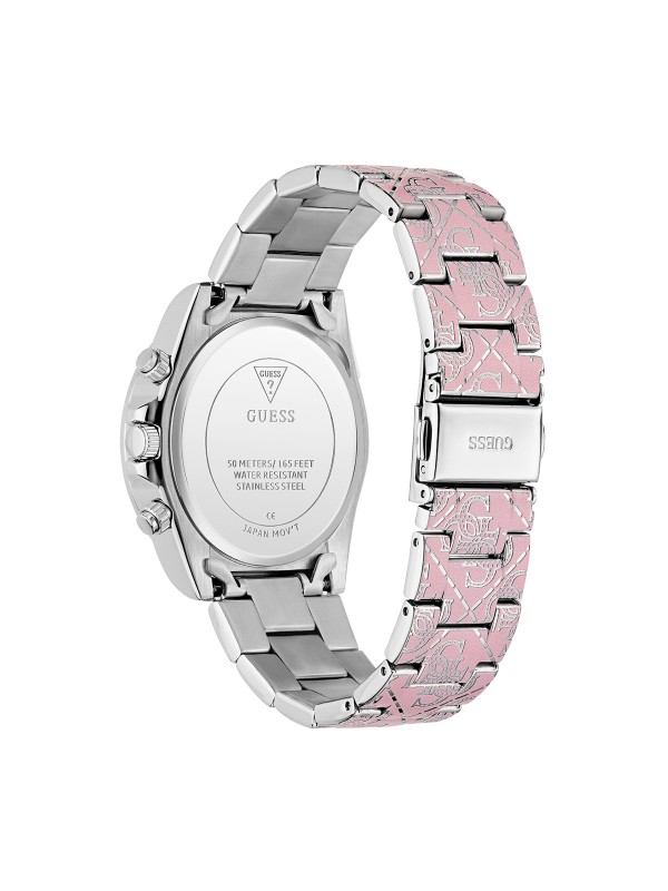 GUESS GW0986L1 – elegantan ženski elegantni sat iz kolekcije Fall 2025. Kućište i narukvica izrađeni su od visokokvalitetnog nerđajućeg čelika, sa kvarcni mehanizmom. U Boji Roze Zlata i prepoznatljiv Guess dizajn čine ovaj model savršenim dodatkom svakoj odevnoj kombinaciji.