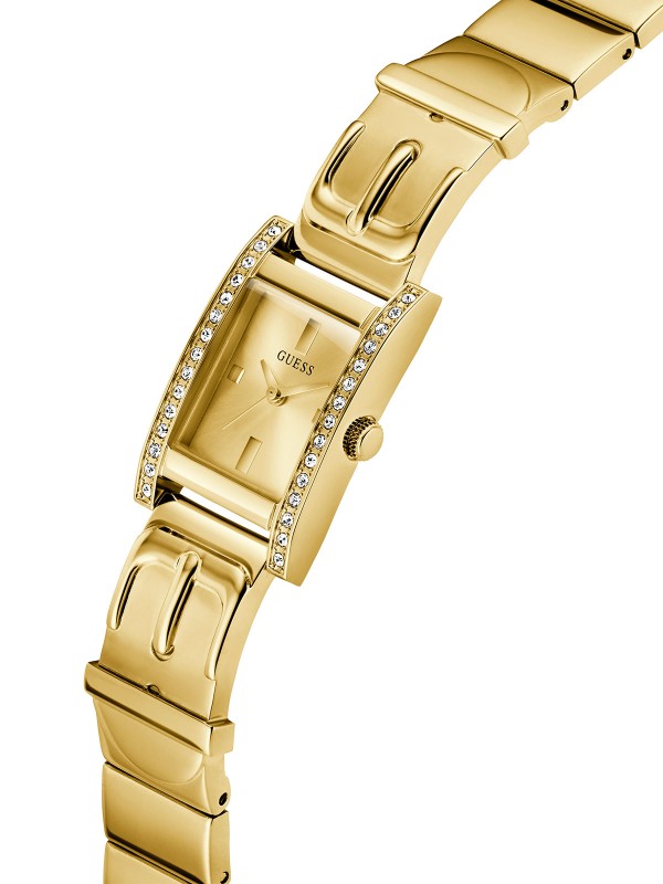 GUESS GW0939L2 – elegantan ženski elegantni sat iz kolekcije Fall 2025. Kućište i narukvica izrađeni su od visokokvalitetnog nerđajućeg čelika, sa kvarcni mehanizmom. U Boji Žutog Zlata i prepoznatljiv Guess dizajn čine ovaj model savršenim dodatkom svakoj odevnoj kombinaciji.