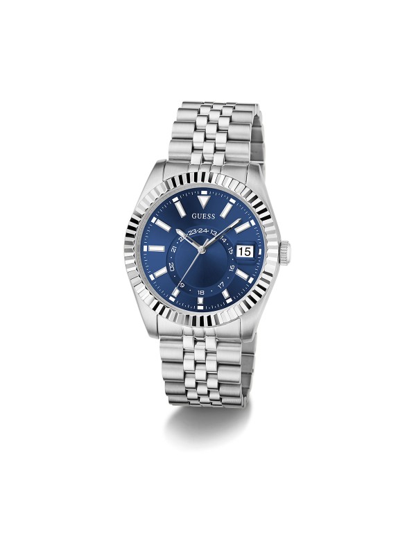 GUESS GW0977G1 – elegantan muški elegantni sat iz kolekcije Fall 2025. Kućište i narukvica izrađeni su od visokokvalitetnog nerđajućeg čelika, sa kvarcni mehanizmom. U Boji Srebra i prepoznatljiv Guess dizajn čine ovaj model savršenim dodatkom svakoj odevnoj kombinaciji.