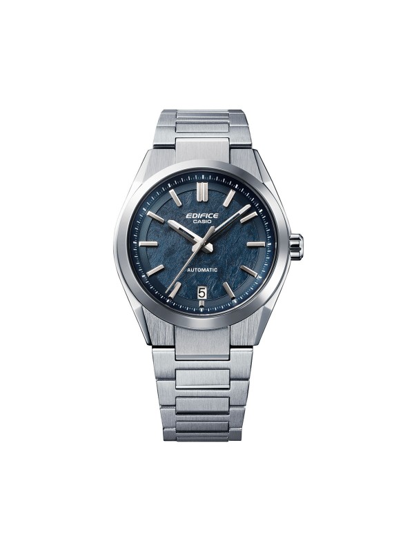 CASIO EDIFICE EFK-100D-2AER – automatski sat u boji srebra sa brojčanikom teget boje, inspirisan motosport dizajnom visokih performansi. Elektroformirajući brojčanik sa teksturom u stilu kovanog karbona, safirno staklo otporno na ogrebotine i jasno definisana korona, daju ovom modelu autentičan sportski izgled. Mehanički mehanizam sa 40 sati rezerve snage vidljiv je kroz providnu poleđinu kućišta, dok vodootpornost do 100m garantuje pouzdanost u svakodnevnoj upotrebi.