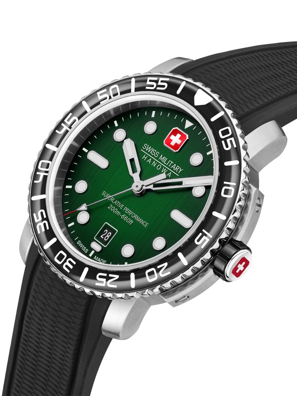 Swiss Military Hanowa Black Marlin muški ronilački sat sa zelenim brojčanikom. Nerđajući čelik, safirno staklo i 5 godina garancije. Naruči online!
