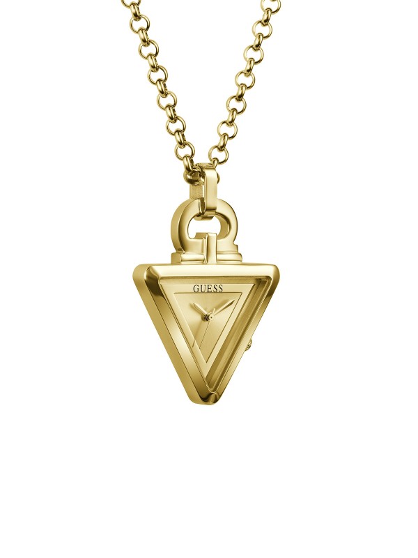 Guess FAME muška ogrlica-sat u boji žutog zlata sa analognim kvarcnim mehanizmom. Moderan privezak sa lancem dužine 66 cm. Naruči online!